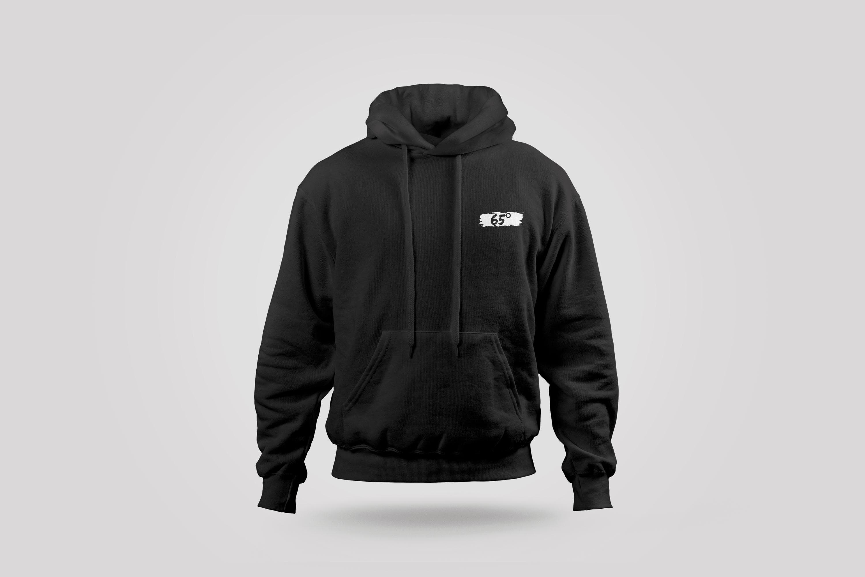 65 Degrees hoodie, Black, front