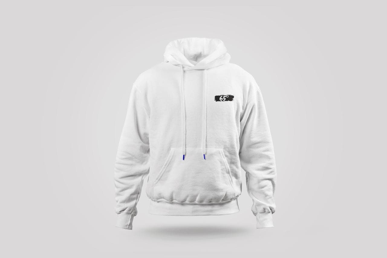 65 Degrees hoodie, White, front